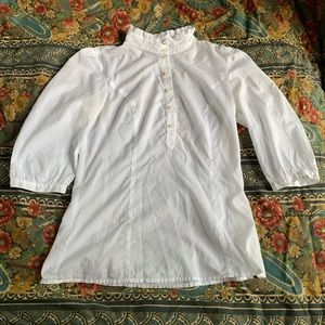 Alfani White Ruffled Collar Classic Blouse Size 4